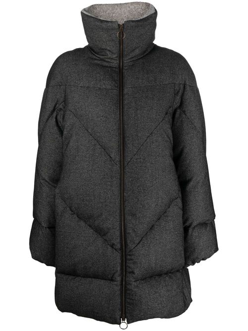 Quilted shearling-lined coat - Grey