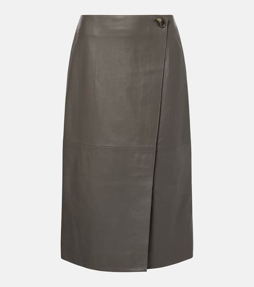 Météo leather midi skirt