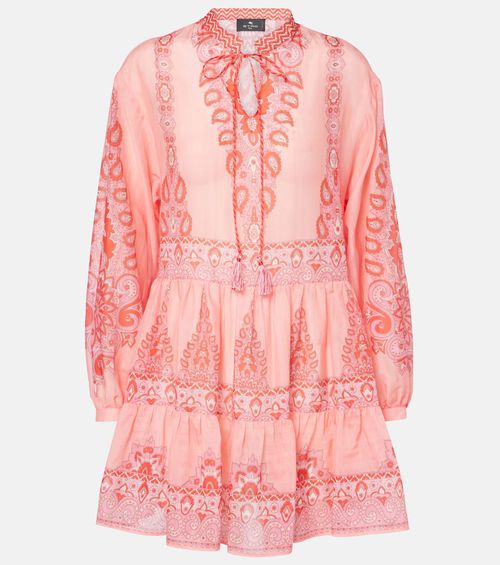 Printed cotton and silk minidress