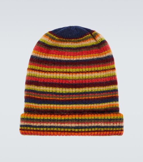 Striped cashmere beanie