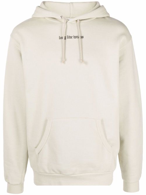 Slogan-print hoodie - Neutrals