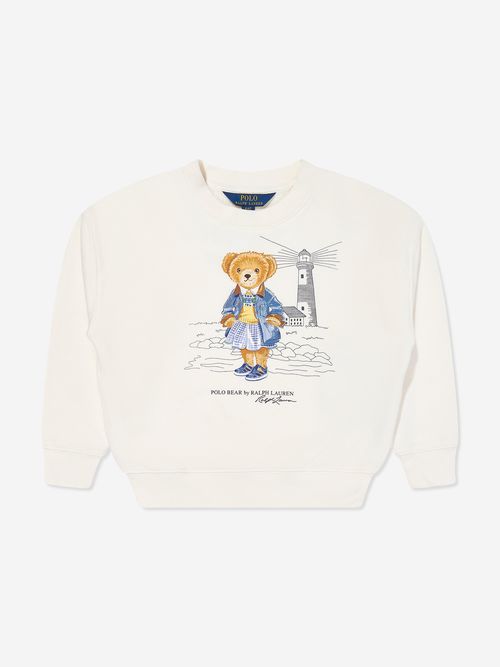 Ralph Lauren Girls Polo Bear Sweatshirt in White US 3 - UK 3 Yrs