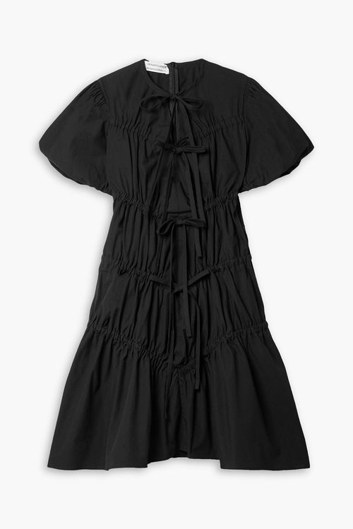 Renaissance Renaissance - Crimes gathered cotton-poplin mini dress - Black - FR 42