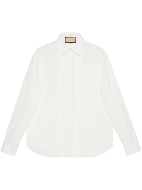 Pintuck cotton shirt - White