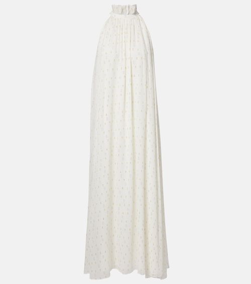 Polka-dot silk-blend maxi dress