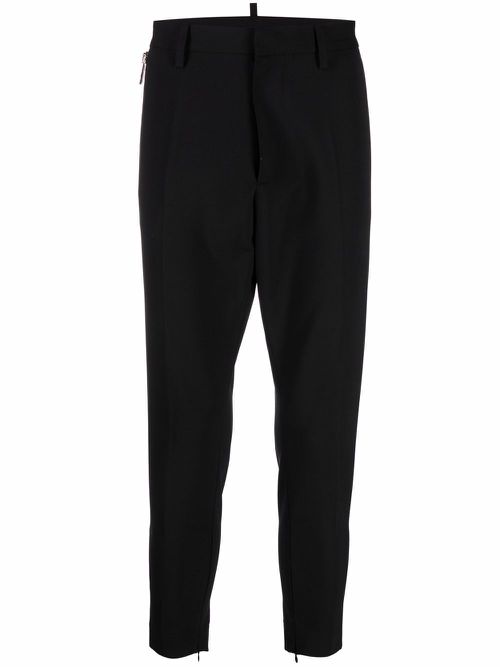 Cropped tapered-leg trousers - Black