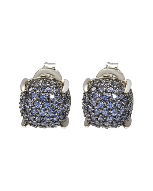 Silver 1.56 Ct. Tw. Diamond & Sapphire Cluster Studs