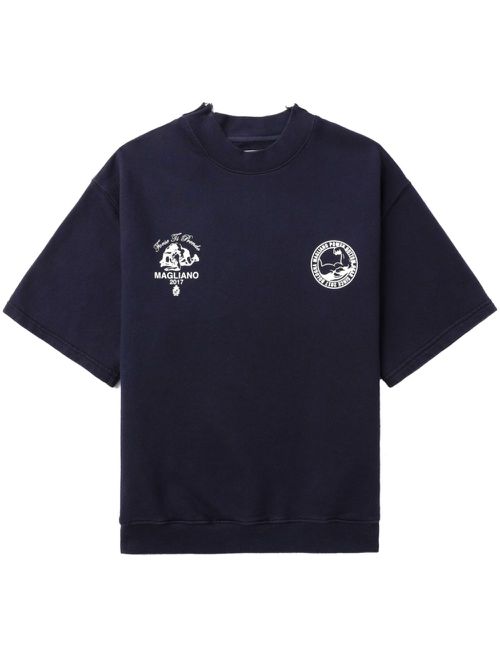 Logo-print short-sleeve sweatshirt - Blue
