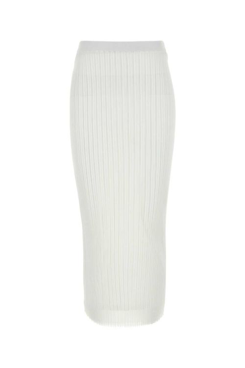 White Ribbed-knit Midi Skirt