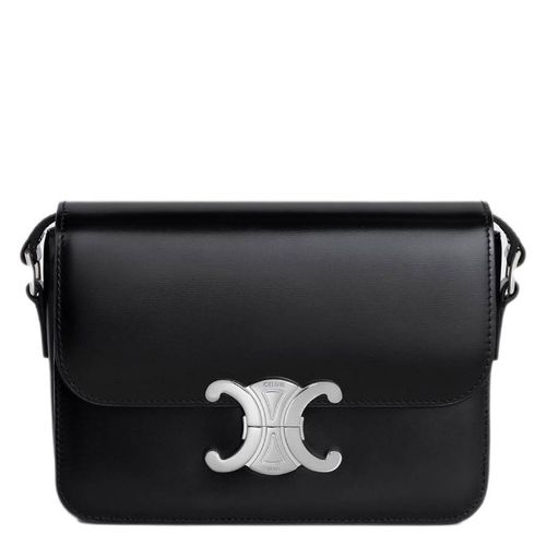 Shiny Calfskin Teen Triomphe Bag In Black