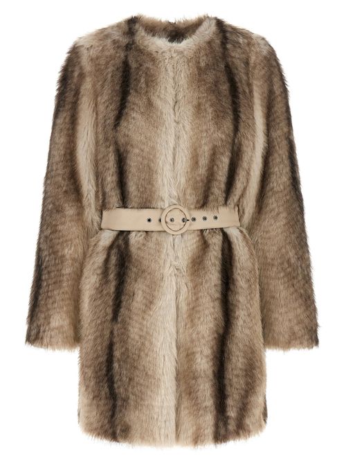 Eco-Fur Gradient Coat — Beige