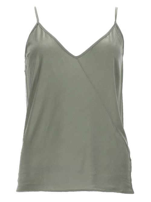 Grey Solid V Neck Top