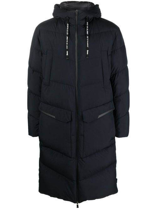 Padded drawstring-hooded coat - Blue