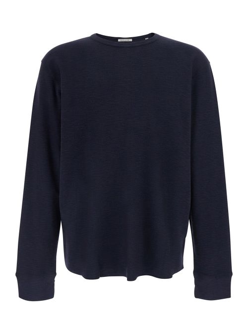 Waffle-Knit Cotton T-Shirt — Blue