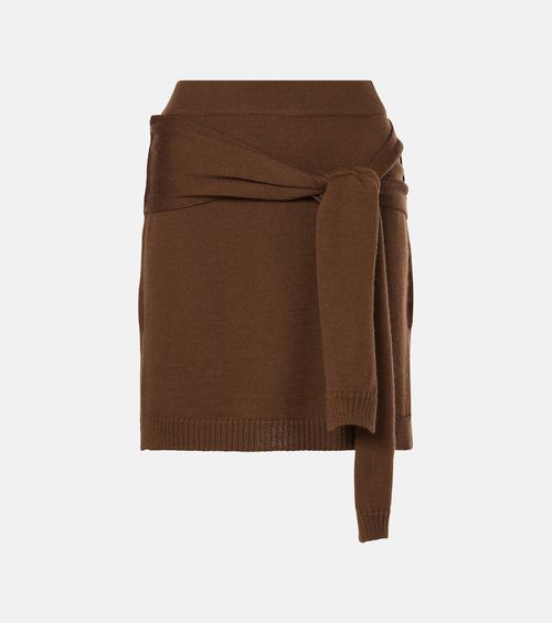 Trompe l'ail wool-blend miniskirt
