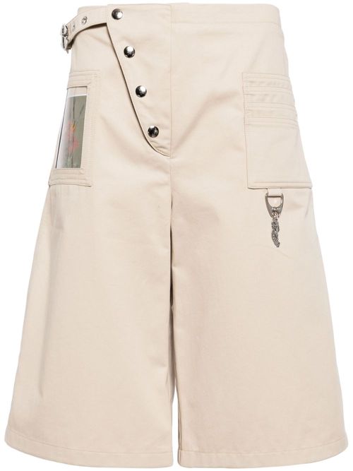 Wide-leg cotton shorts - Neutrals