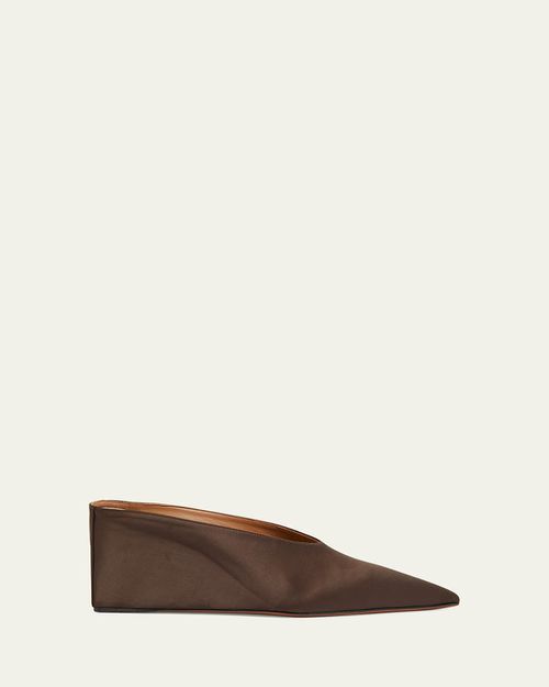 Satin Wedge Mules