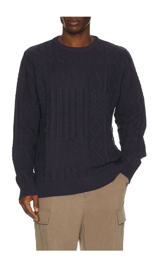 Rhythm Patchwork Sweater in Vintage Navy. XL/1X also in S
