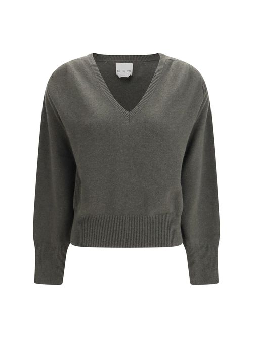 Cashmere V-Neck Sweater — Gray