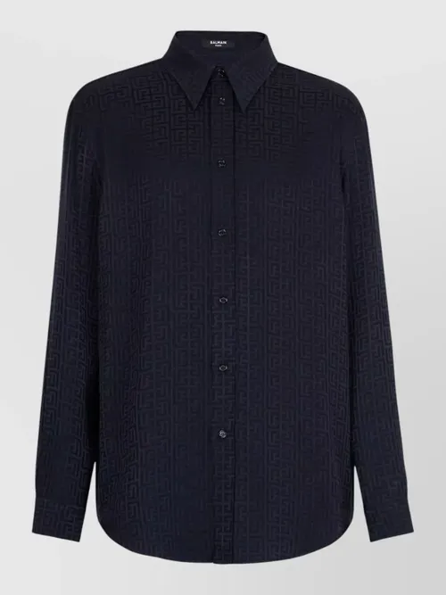 Balmain - long sleeve nylon silk shirt buttoned collar