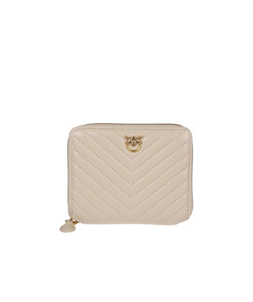 Pinko Logo Plaque Quilted Zipped Wallet