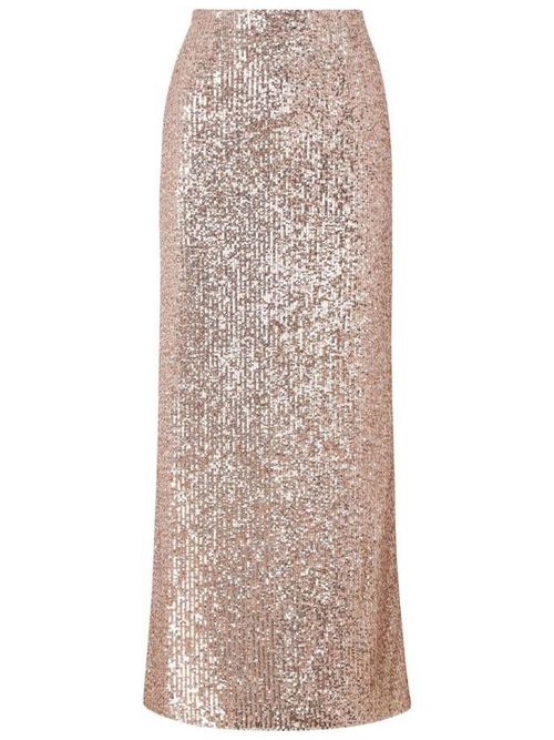 High-waist sequinned maxi skirt - Purple