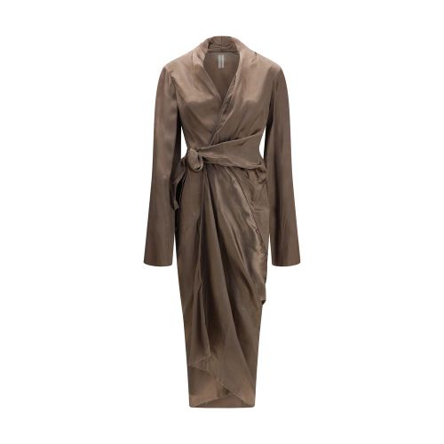 Asymmetric Wrap Wrap Dress — Brown