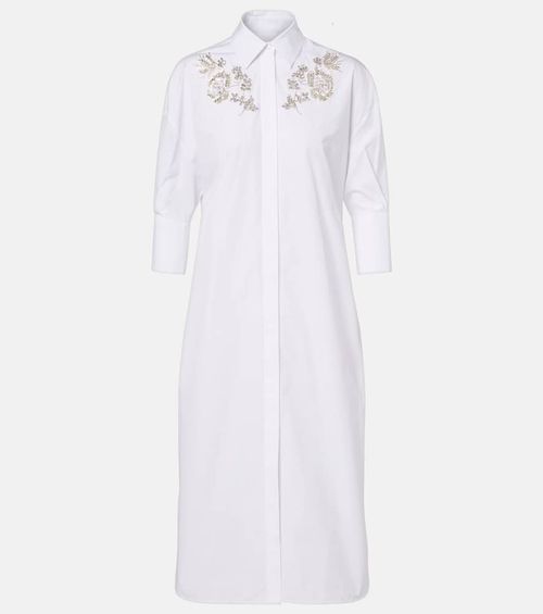 Embroidered cotton poplin shirt dress