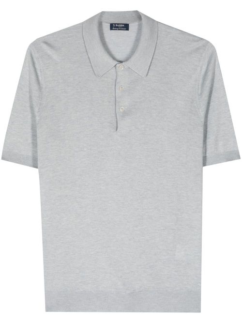 Short-sleeve silk polo shirt - Grey