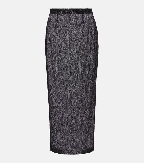 Floral lace midi skirt