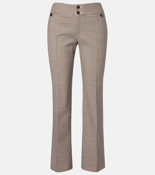 Checked wool-blend cropped flared pants