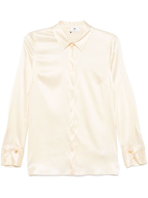 Double-cuff satin blouse - Yellow