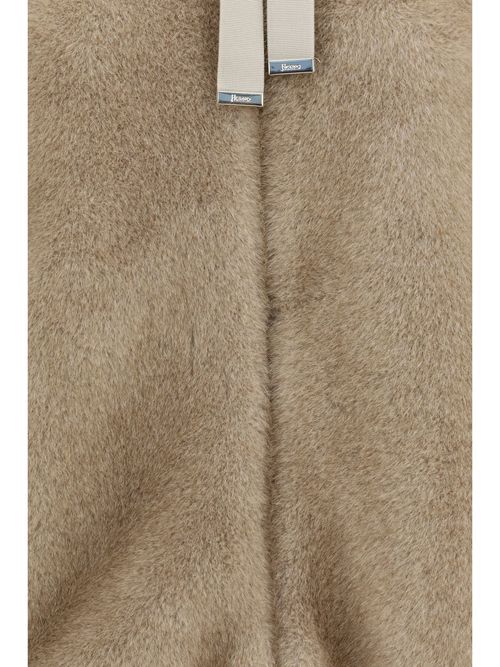Hooded Eco-Fur Jacket — Beige