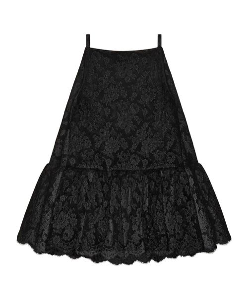 Sliced mini ruffled dress in lace