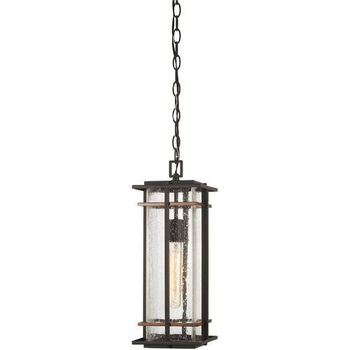 San Marcos 18" Outdoor Hanging Light in Black with Antique Copper Accent