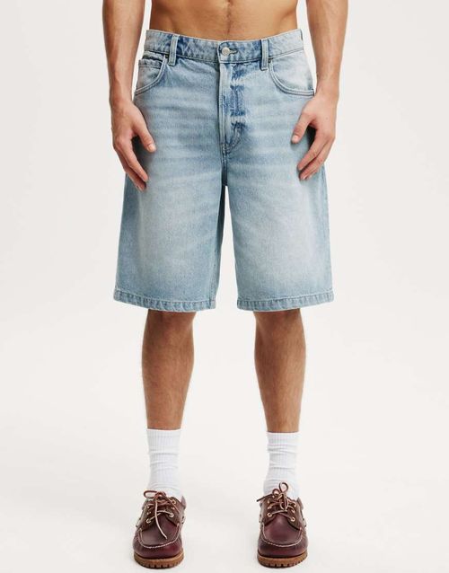 Baggy denim short in vision blue