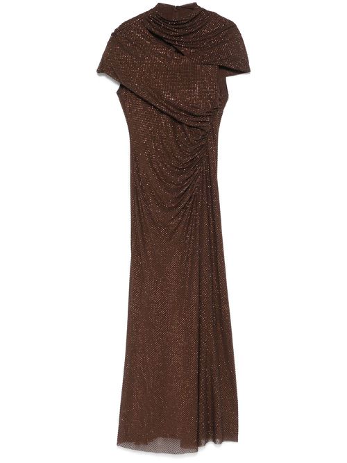 Rhinestone cut-out midi dress - Brown