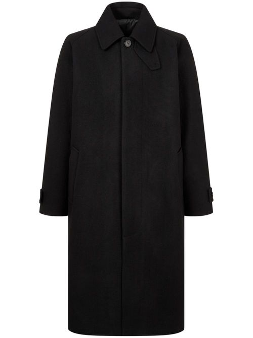 Single-breasted wool coat - Black