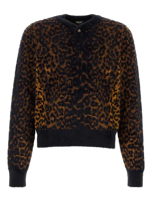 Leopard-jacquard sweater - Gold
