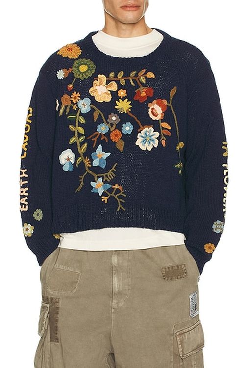 Story mfg. Piper Jumper Knit in Indigo Earth Laughs - Navy. S also in