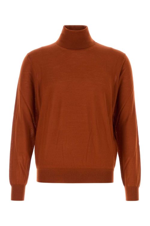 Wool Turtleneck Sweater — Orange