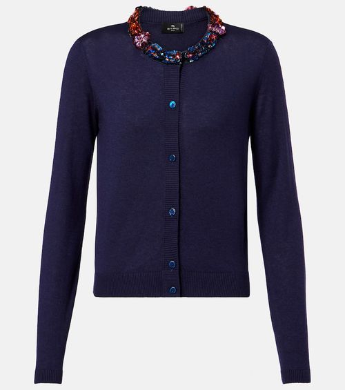 Embellished silk and cashmere cardigan