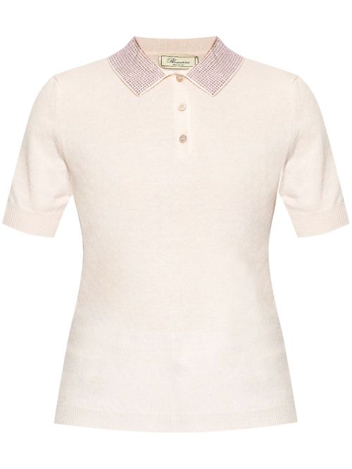 Rhinestone-embelished polo shirt - Pink