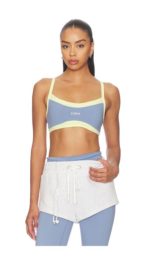 FORM Scoop Contrast Sports Bra in Blue. - L also in M