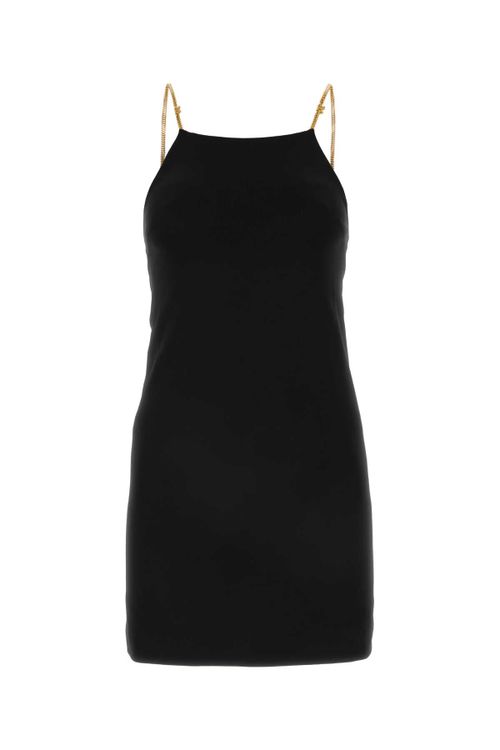 Chain-Strap Slip Dress — Black