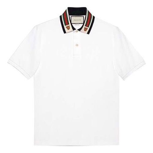 Stripe Short Sleeve Polo Shirt Asia Sizing 'White'