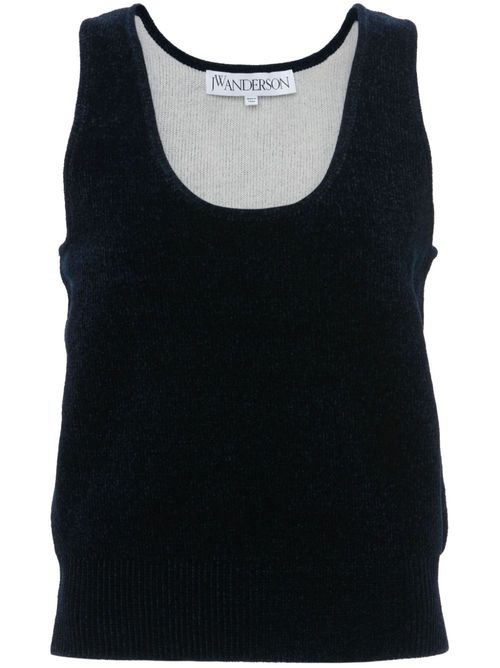 Round-neck chenille tank top - Blue