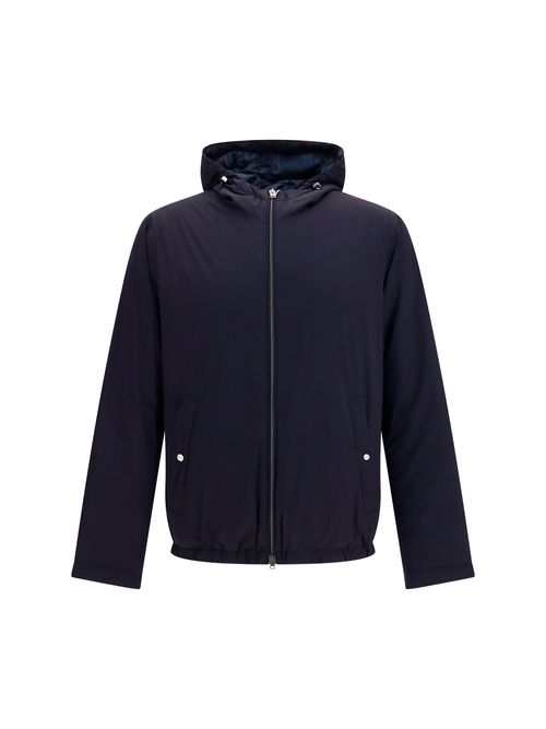 Hooded Nylon Down Down Jacket — Navy