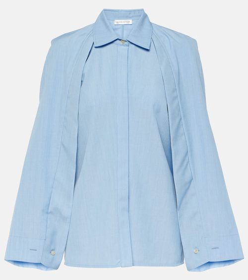 Caped virgin wool blouse