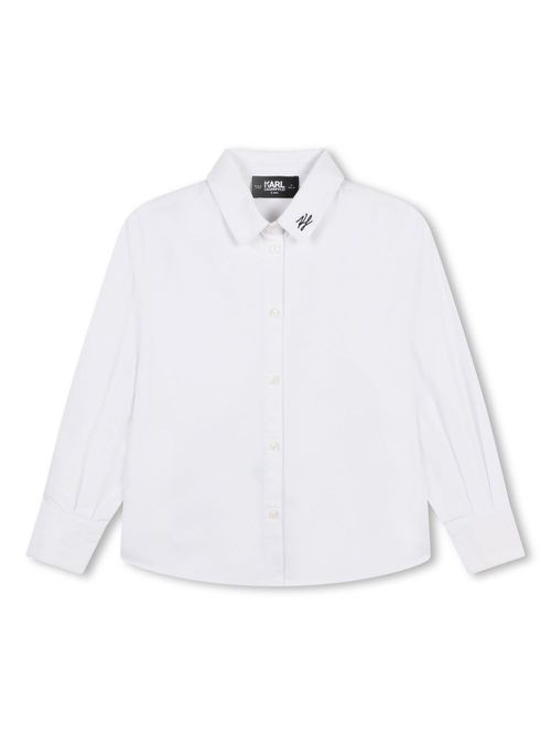 Logo-embroidered button-up shirt - White